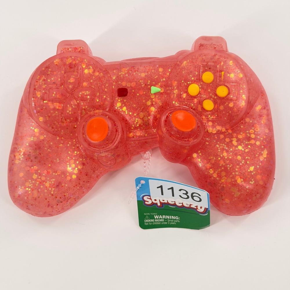 Toymendous Squeezy Fidget Toy Kids OS Red Glitter Game Controller NWT